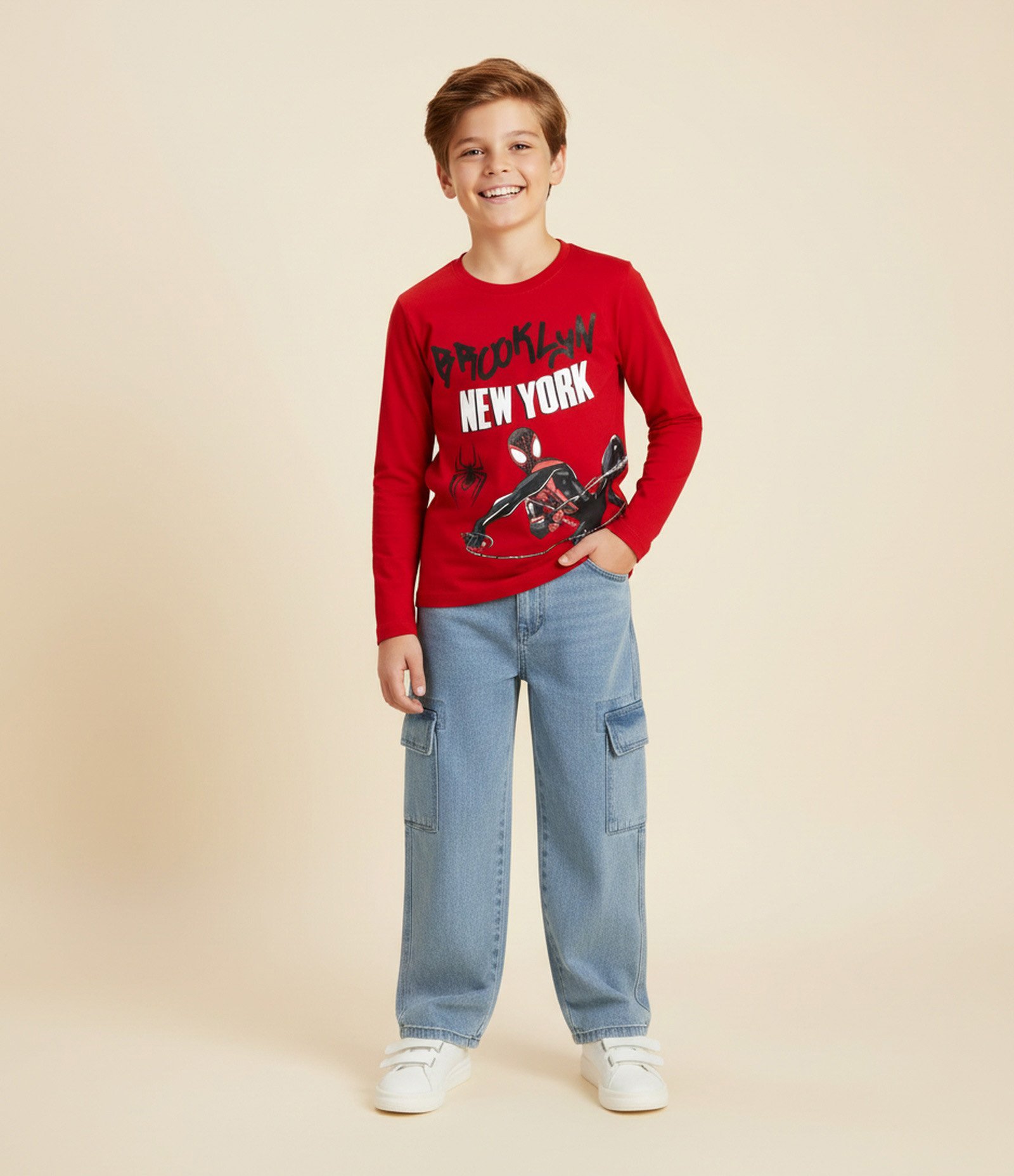 Camiseta Infantil em Algodão Estampa Homem Aranha - Tam 4 a 12 anos Vermelho 2