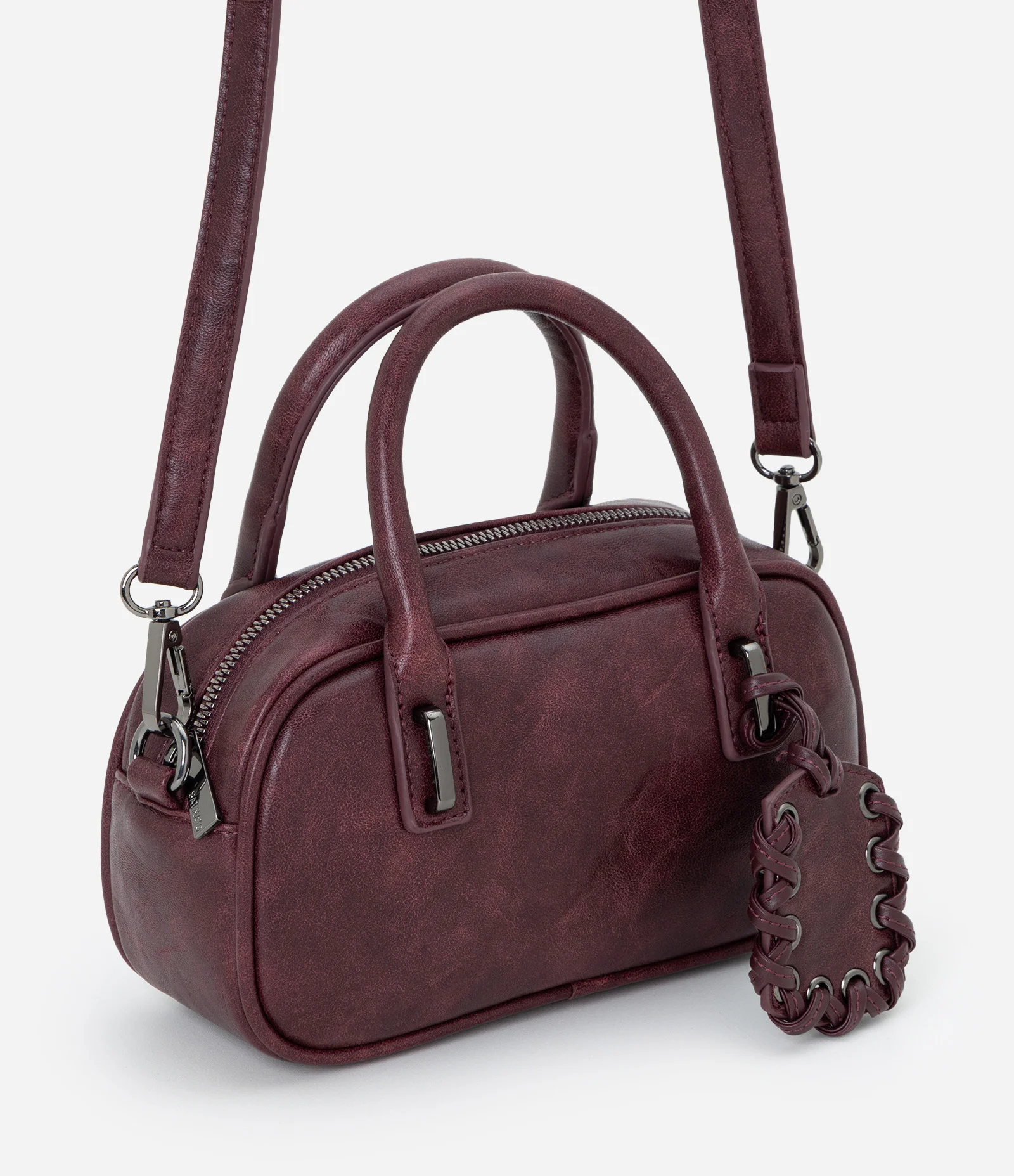 Bolsa Média em PU Estruturado com Alça Removível Vinho 1