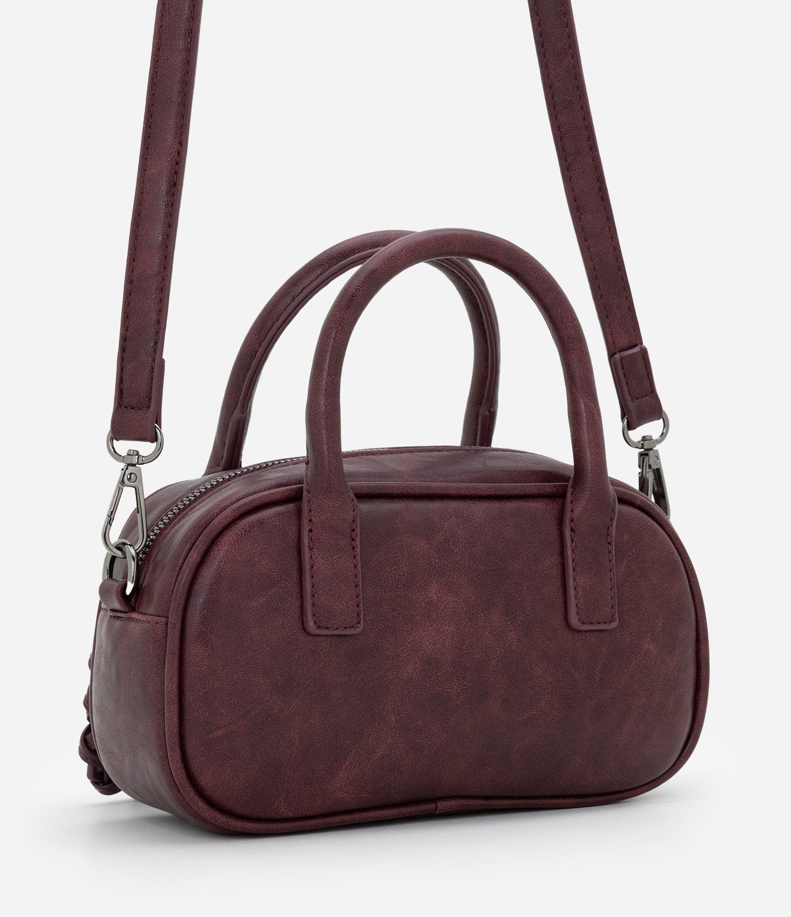 Bolsa Média em PU Estruturado com Alça Removível Vinho 3