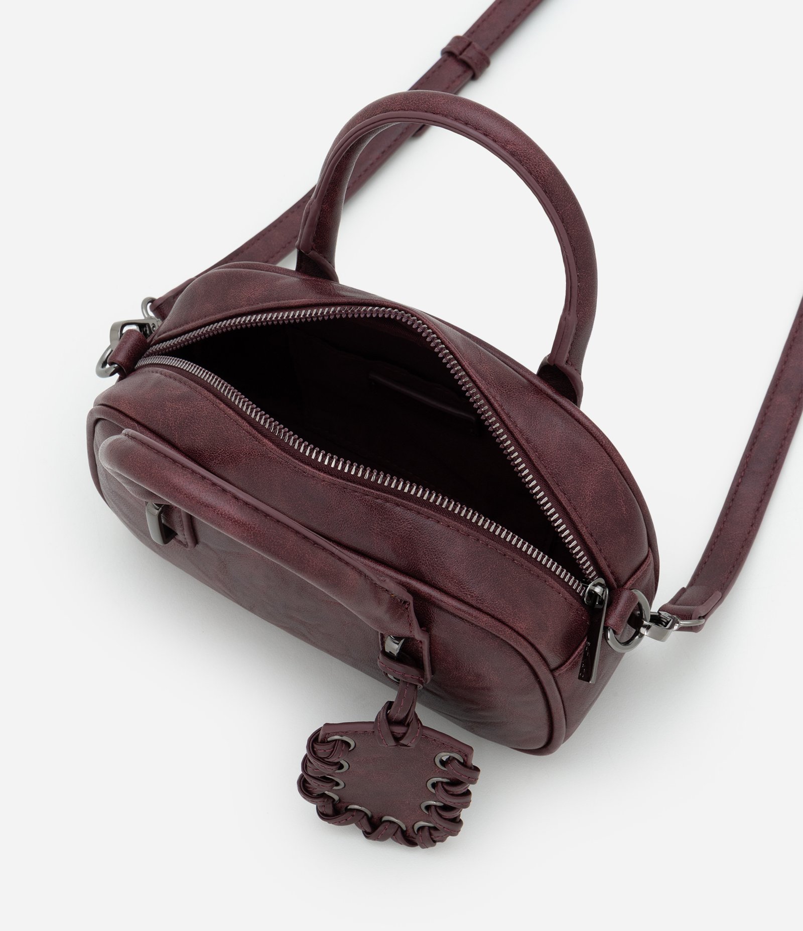 Bolsa Média em PU Estruturado com Alça Removível Vinho 4