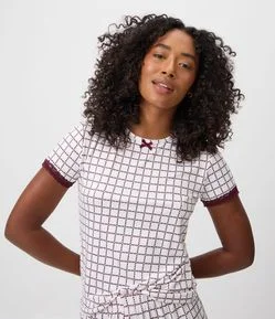 Blusa de Pijama em Peach Touch com Estampa Geométrica e Corações