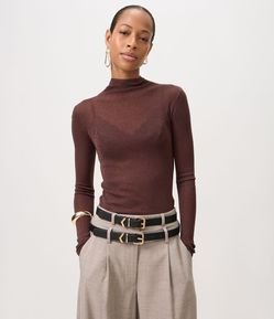 Blusa Regular em Tricô com Leve Transparência