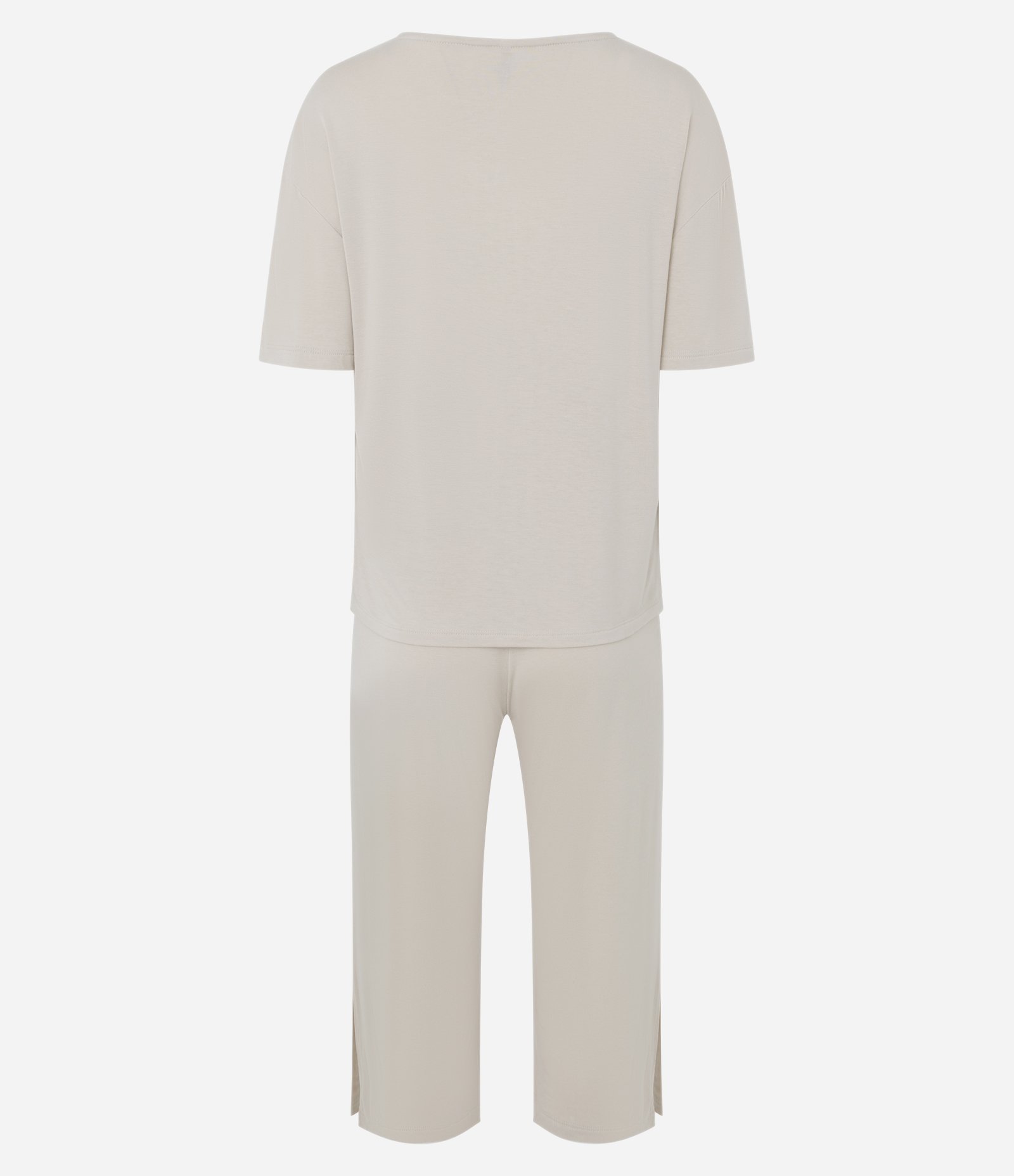 Pijama em Viscolycra com Renda na Gola Bege 3