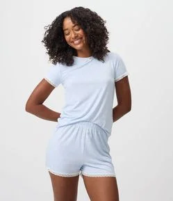 Short de Pijama em Peach Touch com Estampa de Laços