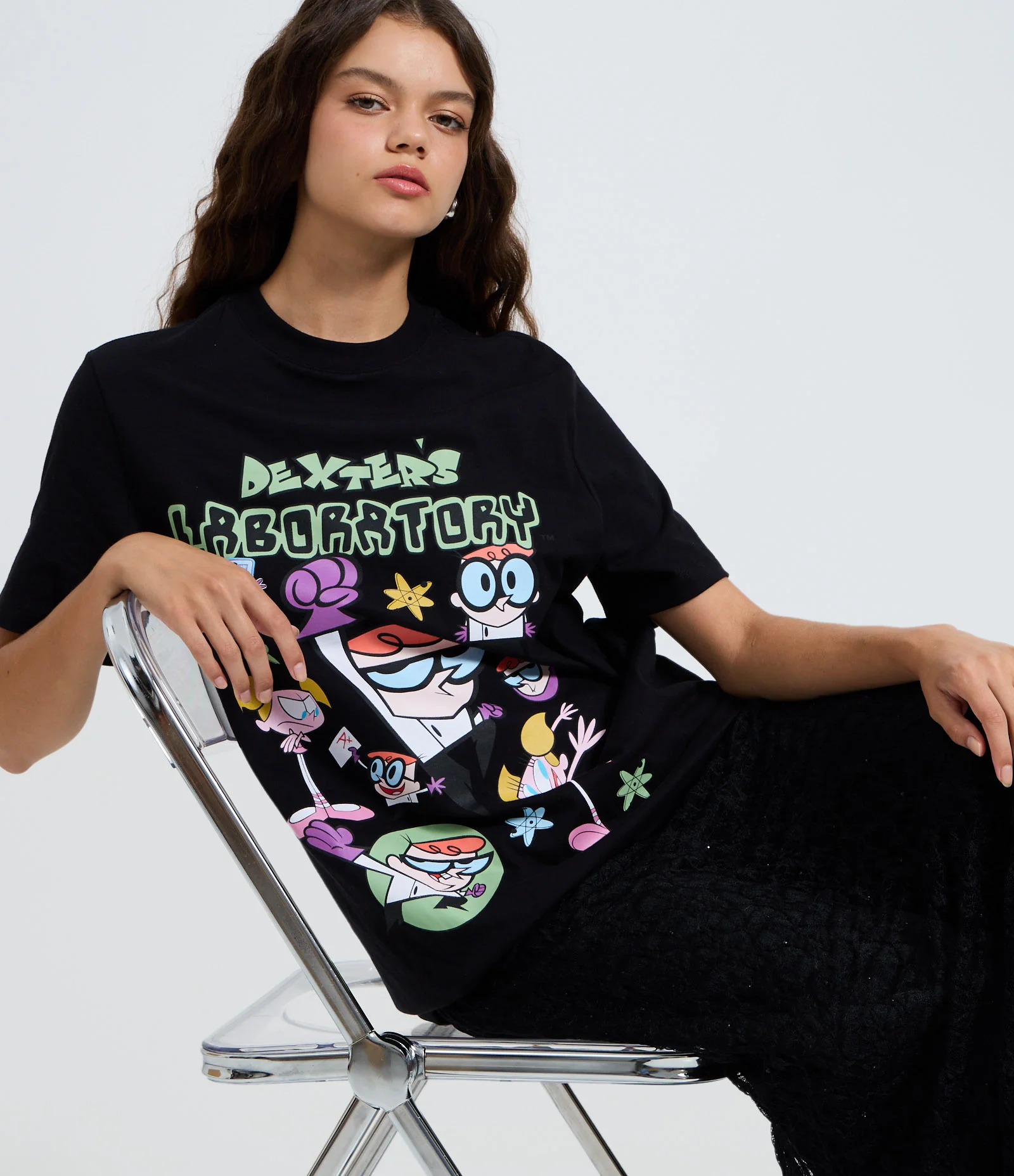 Camiseta em Algodão com Estampa Laboratório de Dexter Preto 1