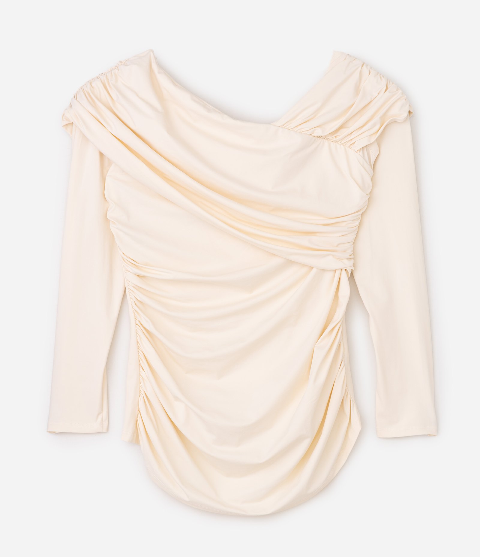 Blusa Ombro a Ombro com Drapeados Curve & Plus Size Bege 1