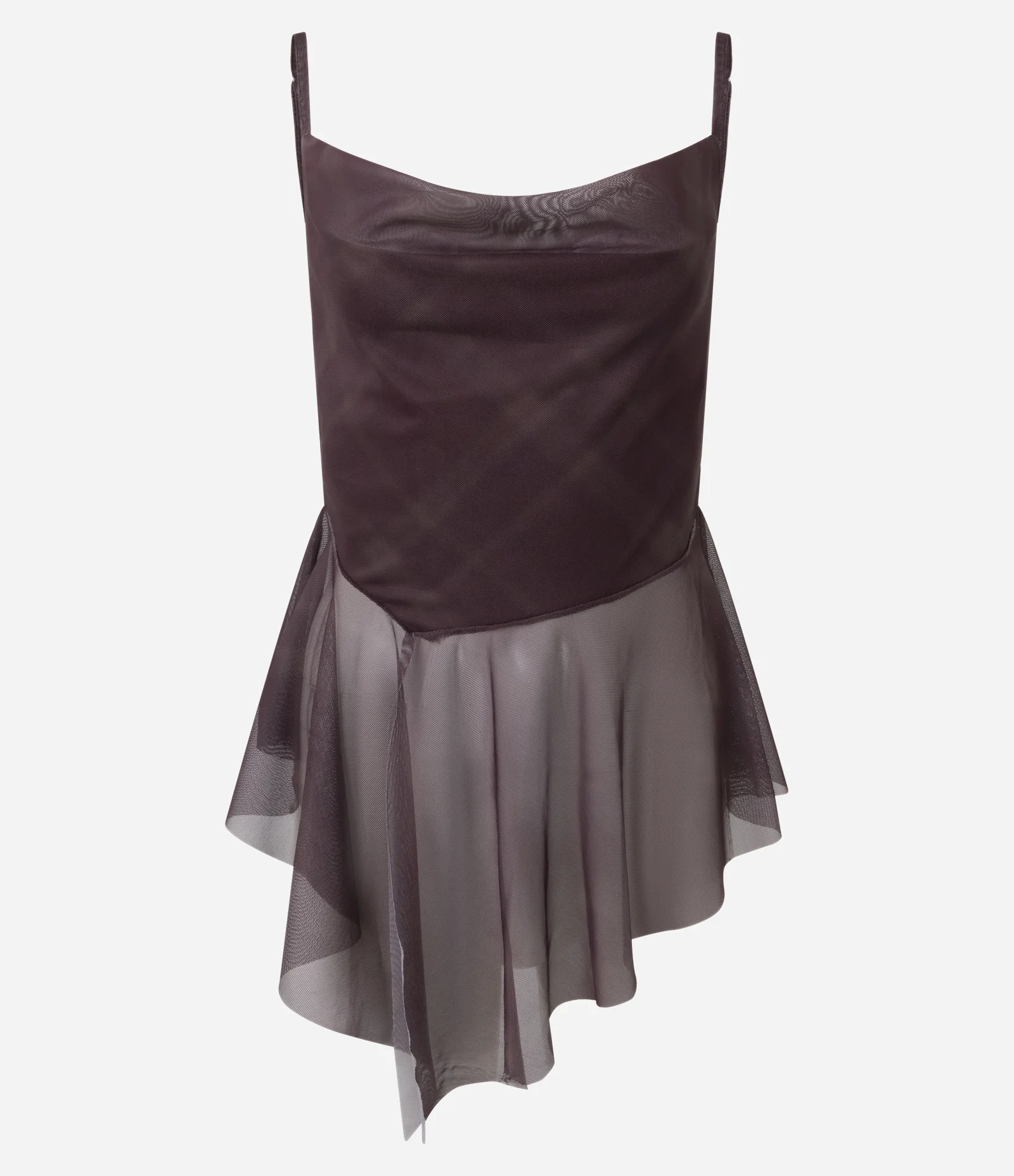 Blusa Alcinha em Tule com Barra Assimétrica Bordô 1