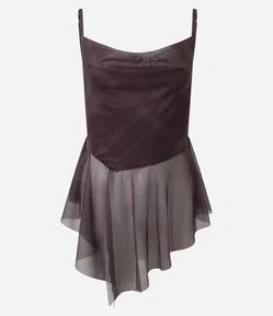 Blusa Alcinha em Tule com Barra Assimétrica