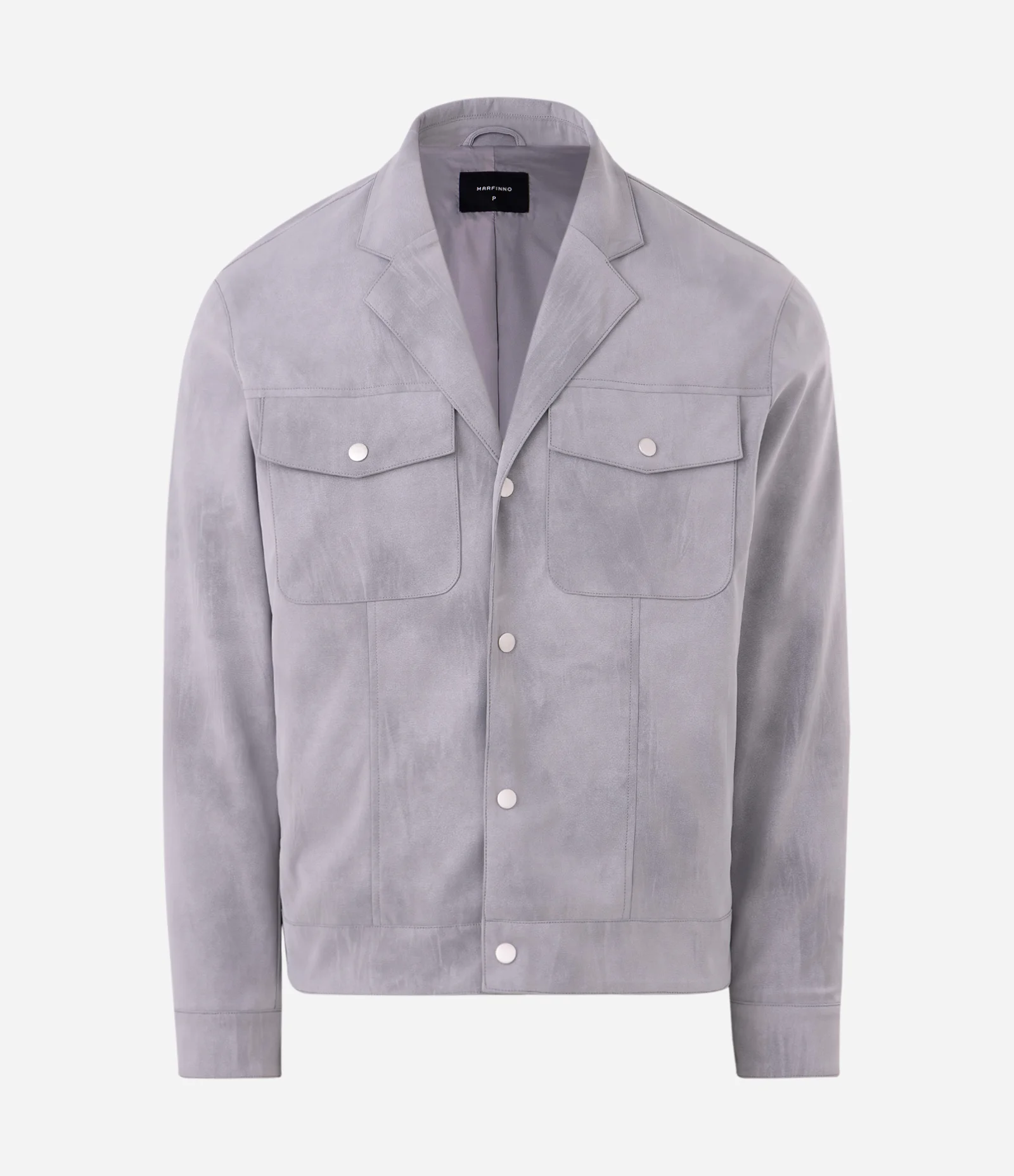 Jaqueta Sintética Efeito Camurça Gola Blazer Cinza 5