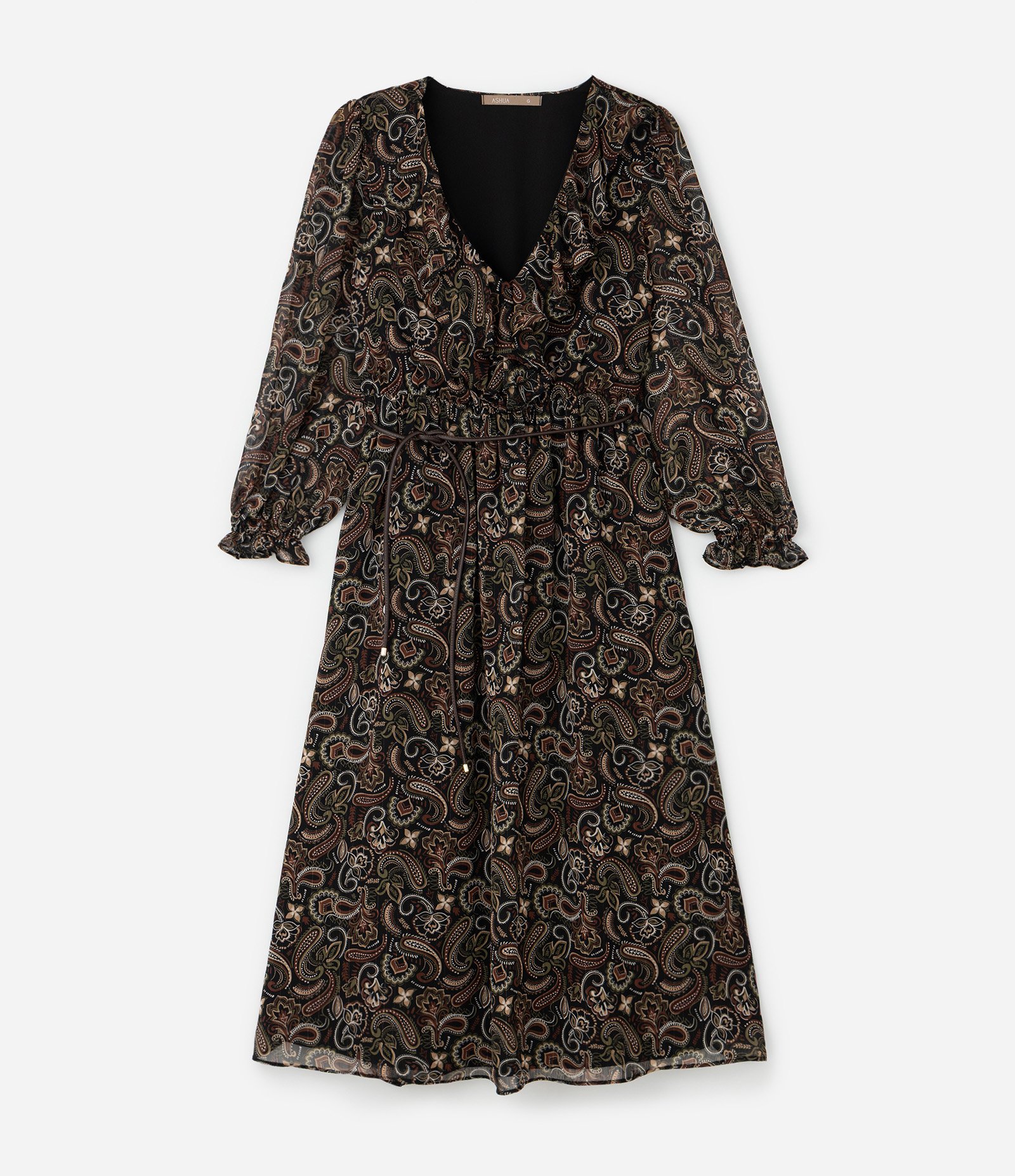 Vestido Midi em Chiffon com Estampa Paisley  Curve & Plus Size Multicores 1