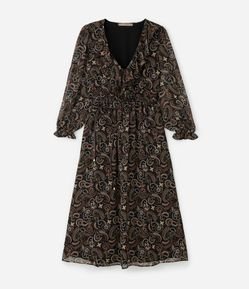 Vestido Midi em Chiffon com Estampa Paisley  Curve & Plus Size