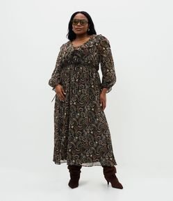 Vestido Midi em Chiffon com Estampa Paisley  Curve & Plus Size
