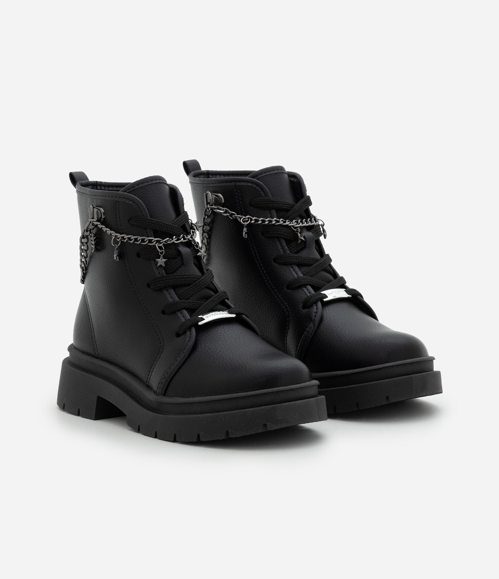 Bota Infantil Coturno com Correntes e Solado Tratorado – Tam 26 a 36 Preto 1