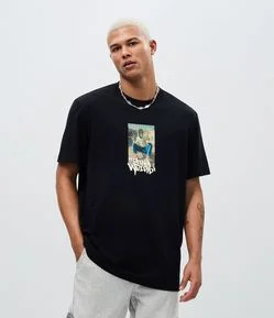 Camiseta Comfort Manga Curta em Algodão com Estampa ET Stay Weird