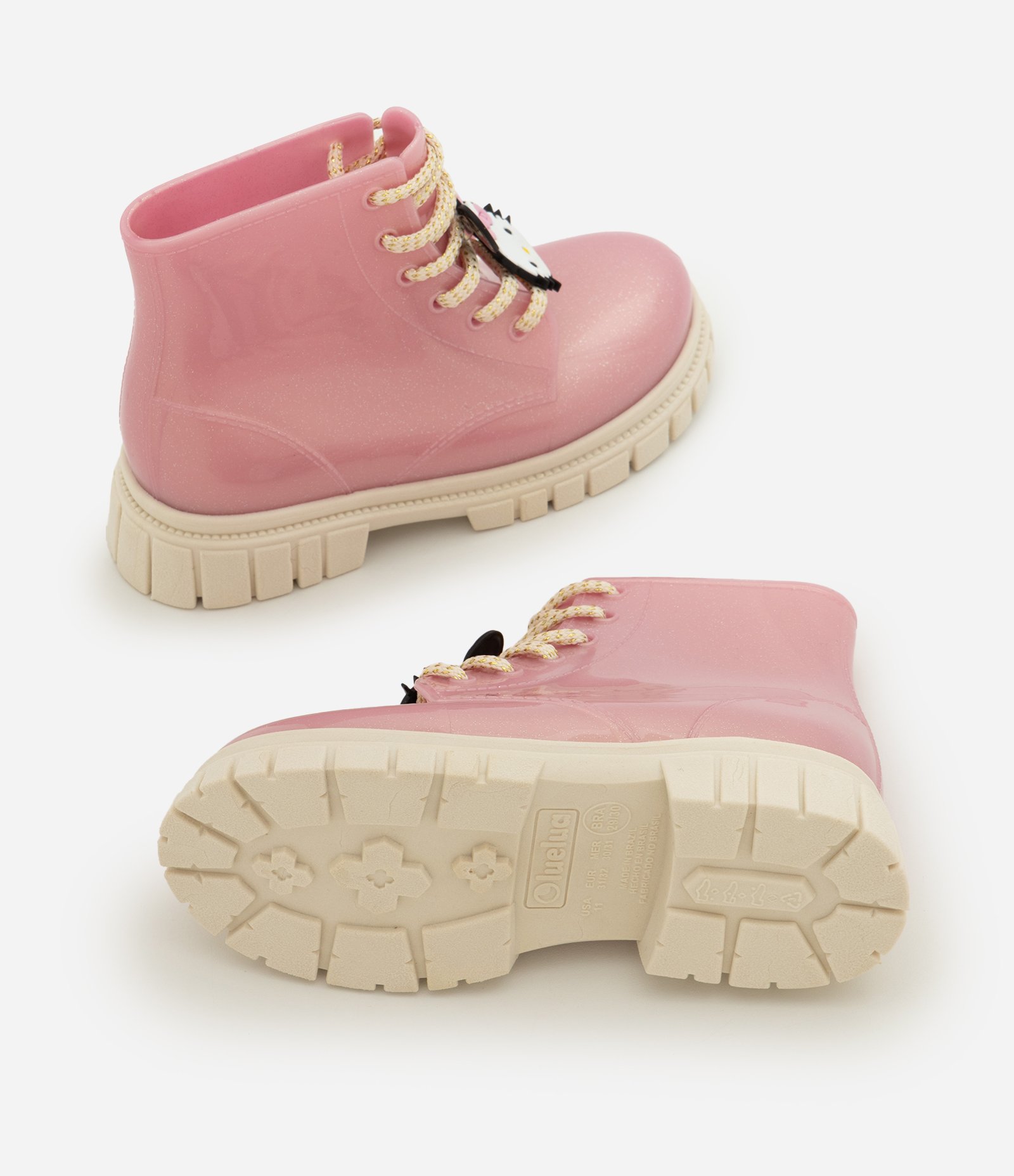 Bota Infantil Coturno com Aplicação de Enfeite Hello Kitty - Tam 26 a 33 Rosa 6