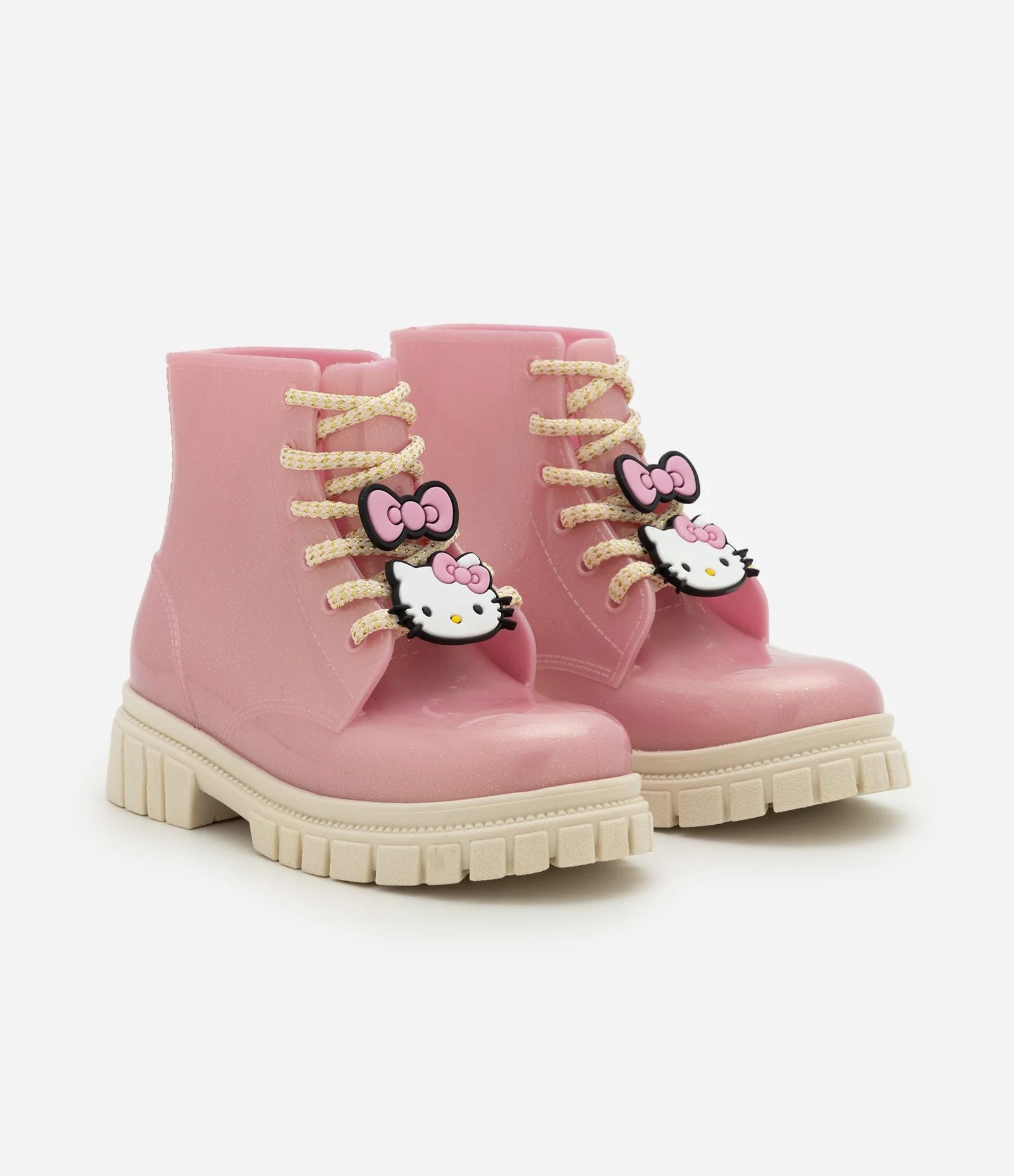 Bota Infantil Coturno com Aplicação de Enfeite Hello Kitty - Tam 26 a 33 Rosa 1