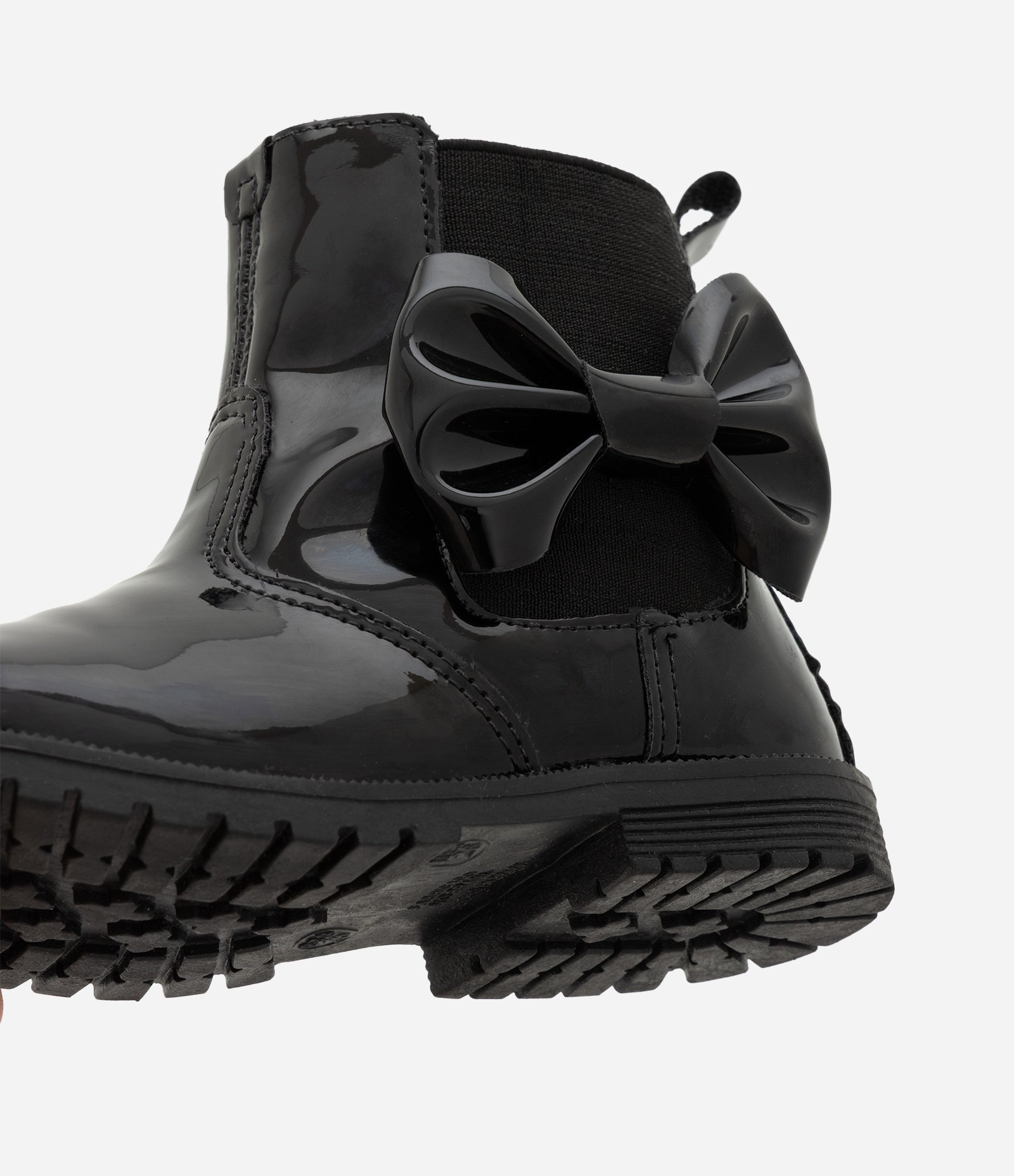 Bota Infantil Chelsea Verniz com Laço Preto 3