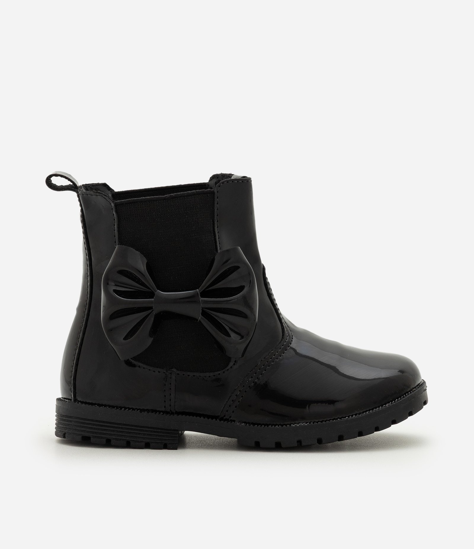 Bota Infantil Chelsea Verniz com Laço Preto 5