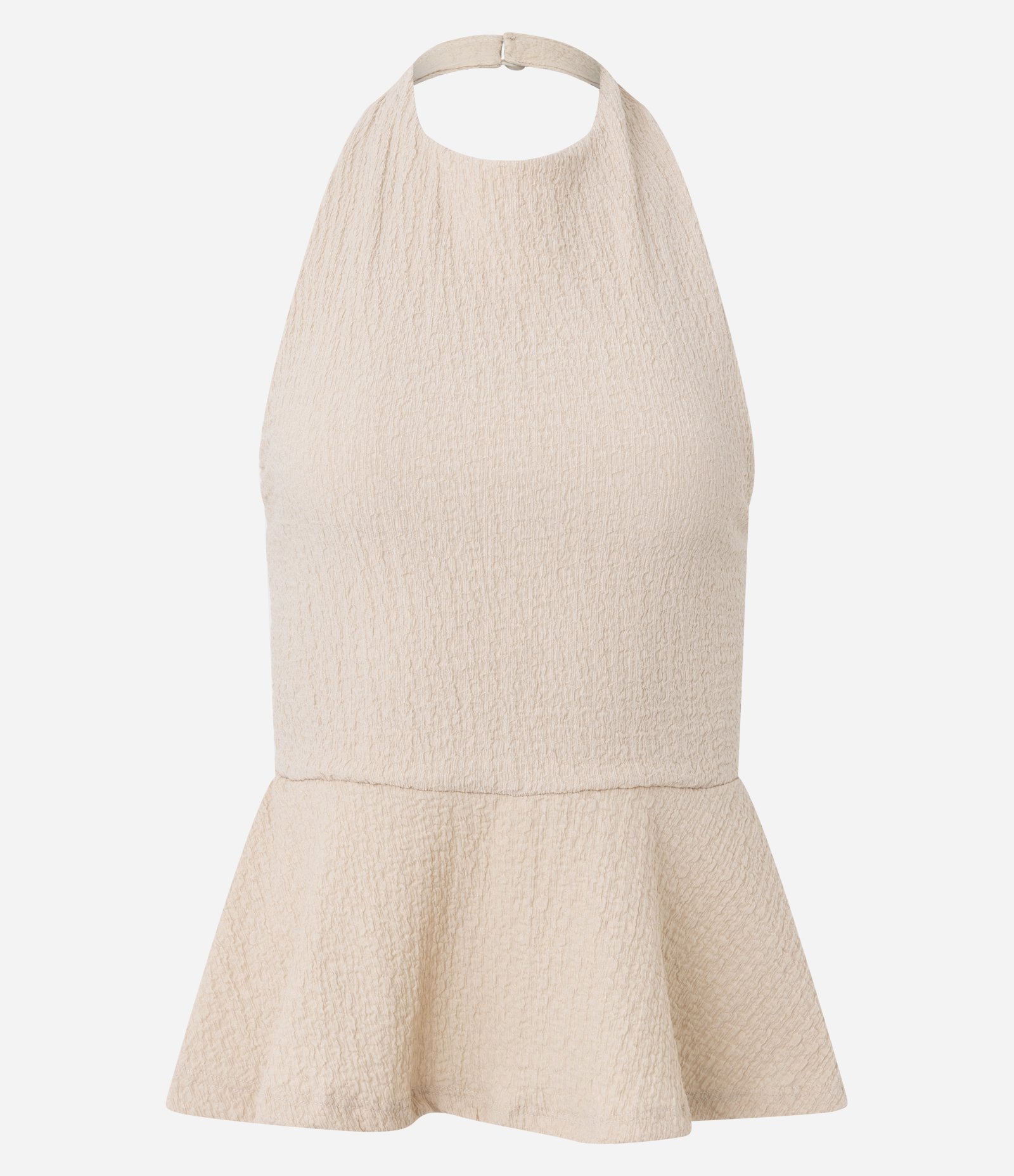 Blusa Peplum Frente Única em Viscose Texturizada Off White 5