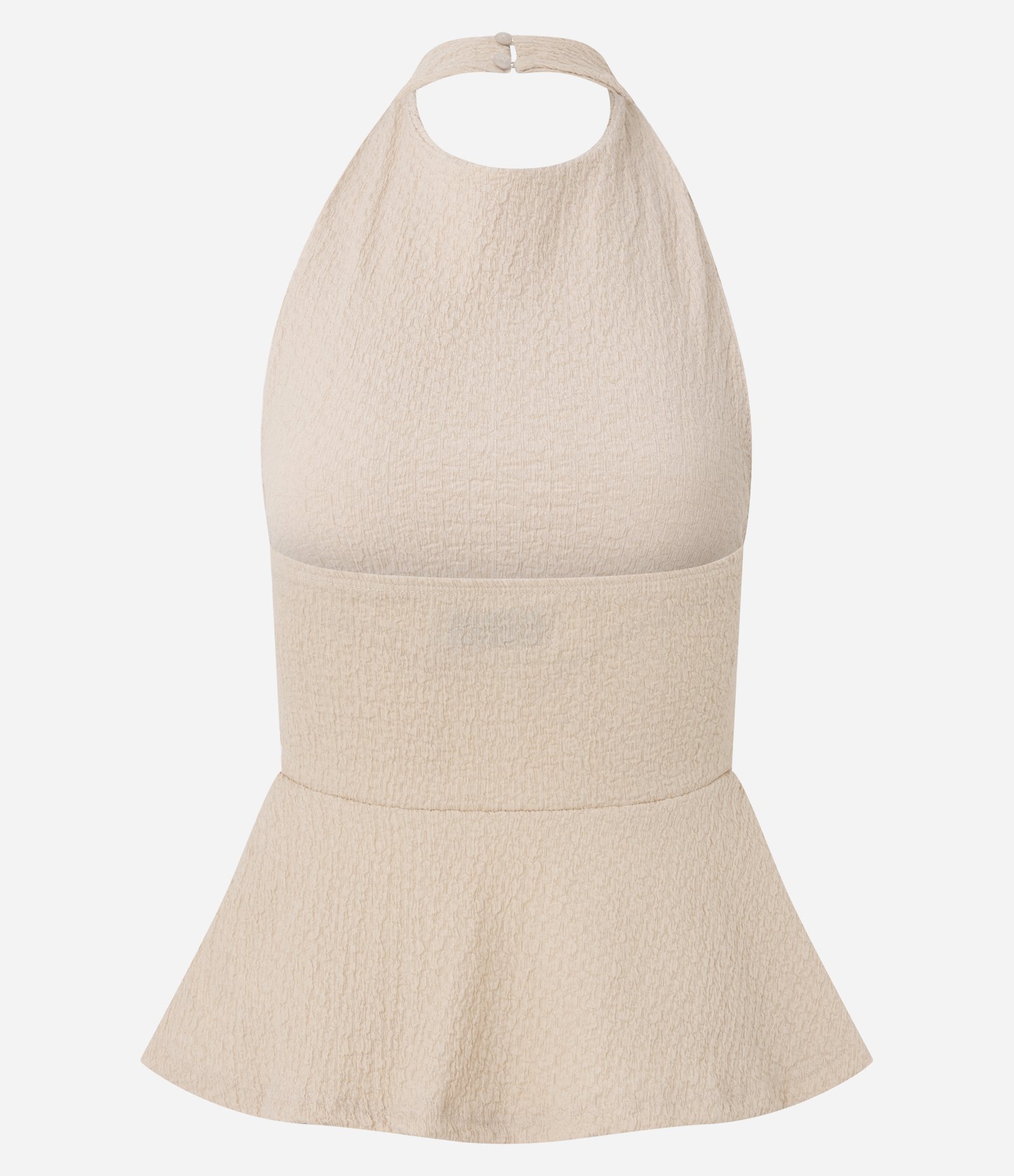 Blusa Peplum Frente Única em Viscose Texturizada Off White 7