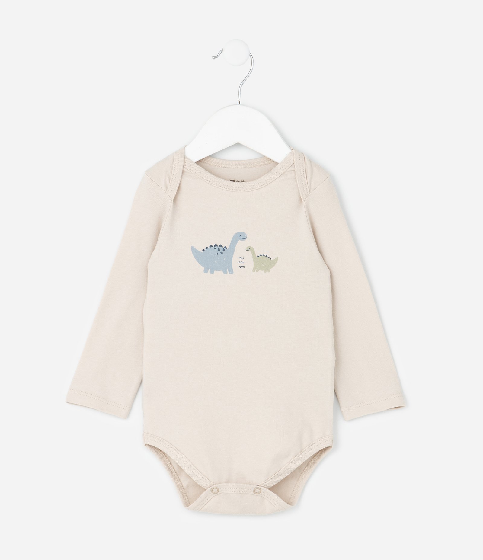 Body Infantil com Estampa de Dinossauro – Tam RN a 18 Meses Bege Claro 1
