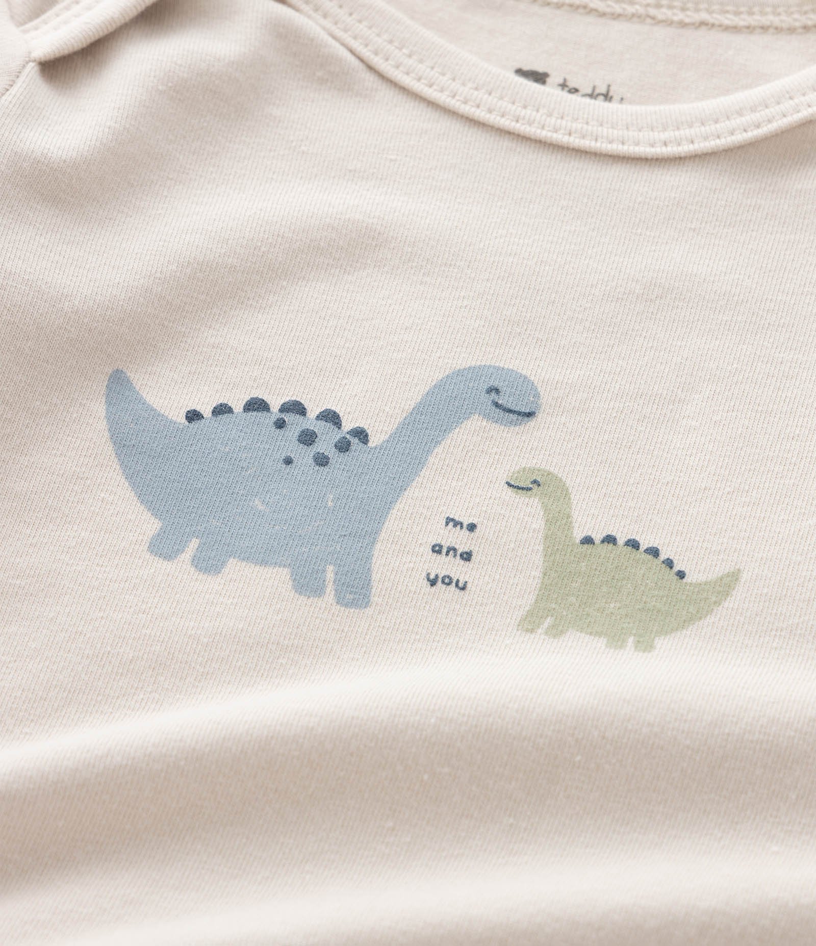 Body Infantil com Estampa de Dinossauro – Tam RN a 18 Meses Bege Claro 6