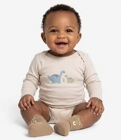Body Infantil com Estampa de Dinossauro – Tam RN a 18 Meses