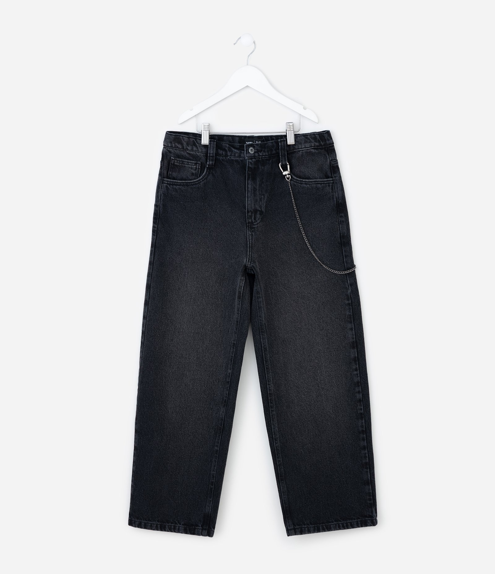 Calça Infantil Super Baggy em Jeans com Corrente – Tam 5 a 14 Anos Preto 2