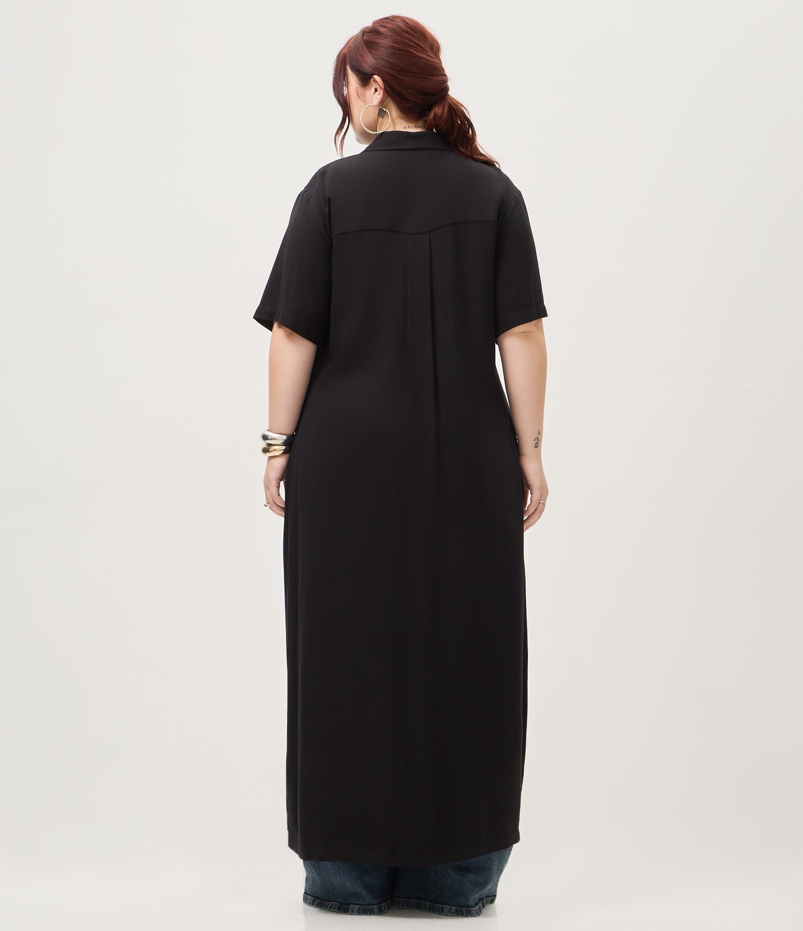 Vestido Chemise Midi Viscose Curve & Plus Size Preto 9