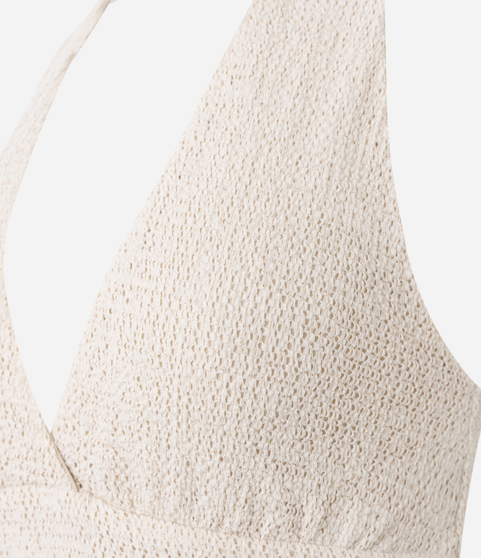 Vestido Curto Texturizado com Decote Frente Única Bege 3