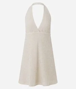 Vestido Curto Texturizado com Decote Frente Única