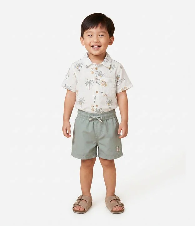 Camisa Infantil Em Viscose Estampada - Tam 1 a 6 Anos