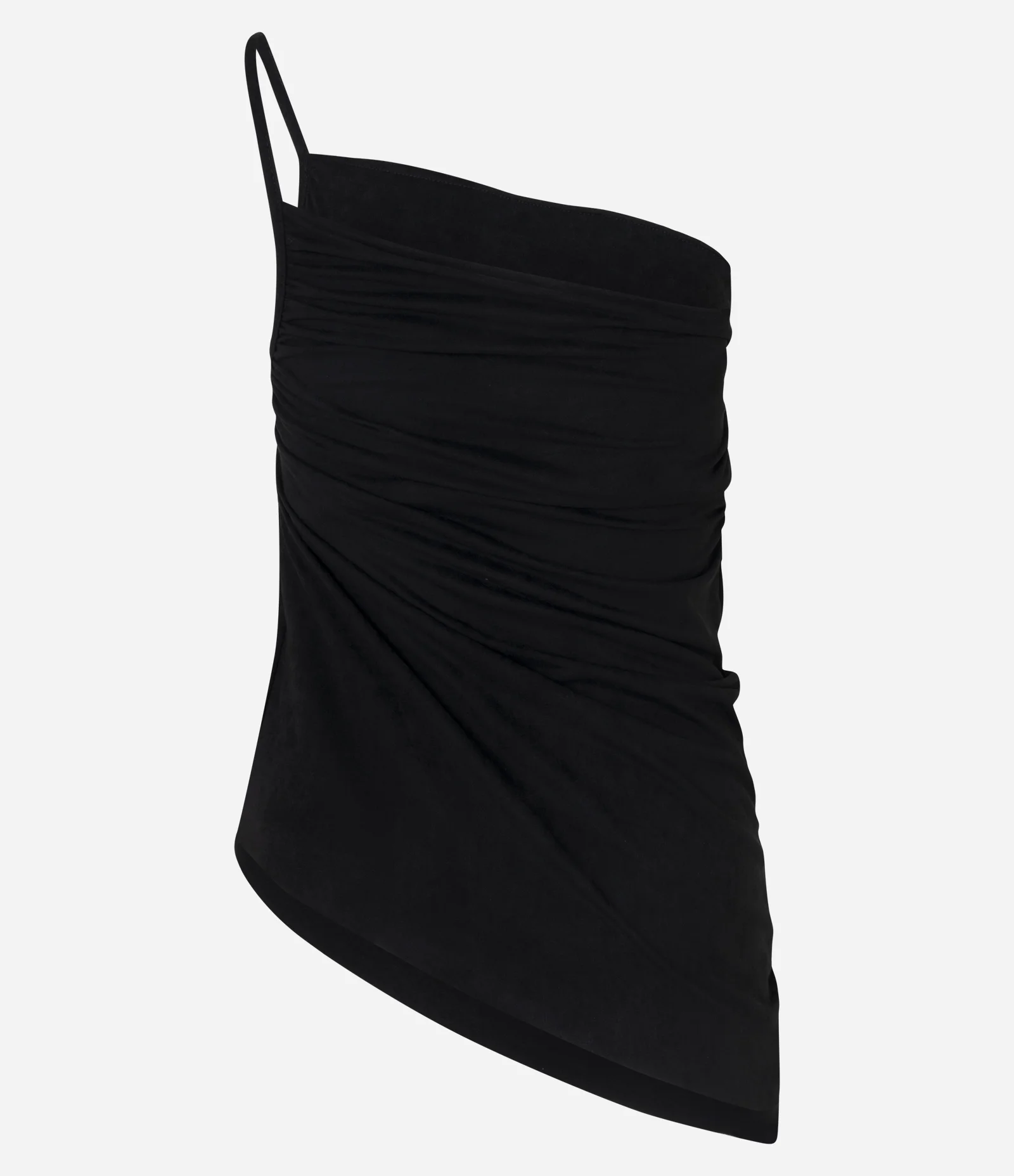 Blusa Ombro Único em Suede com Franzido Lateral Preto 3