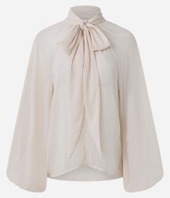 Blusa Ampla em Chiffon com Gola Laço