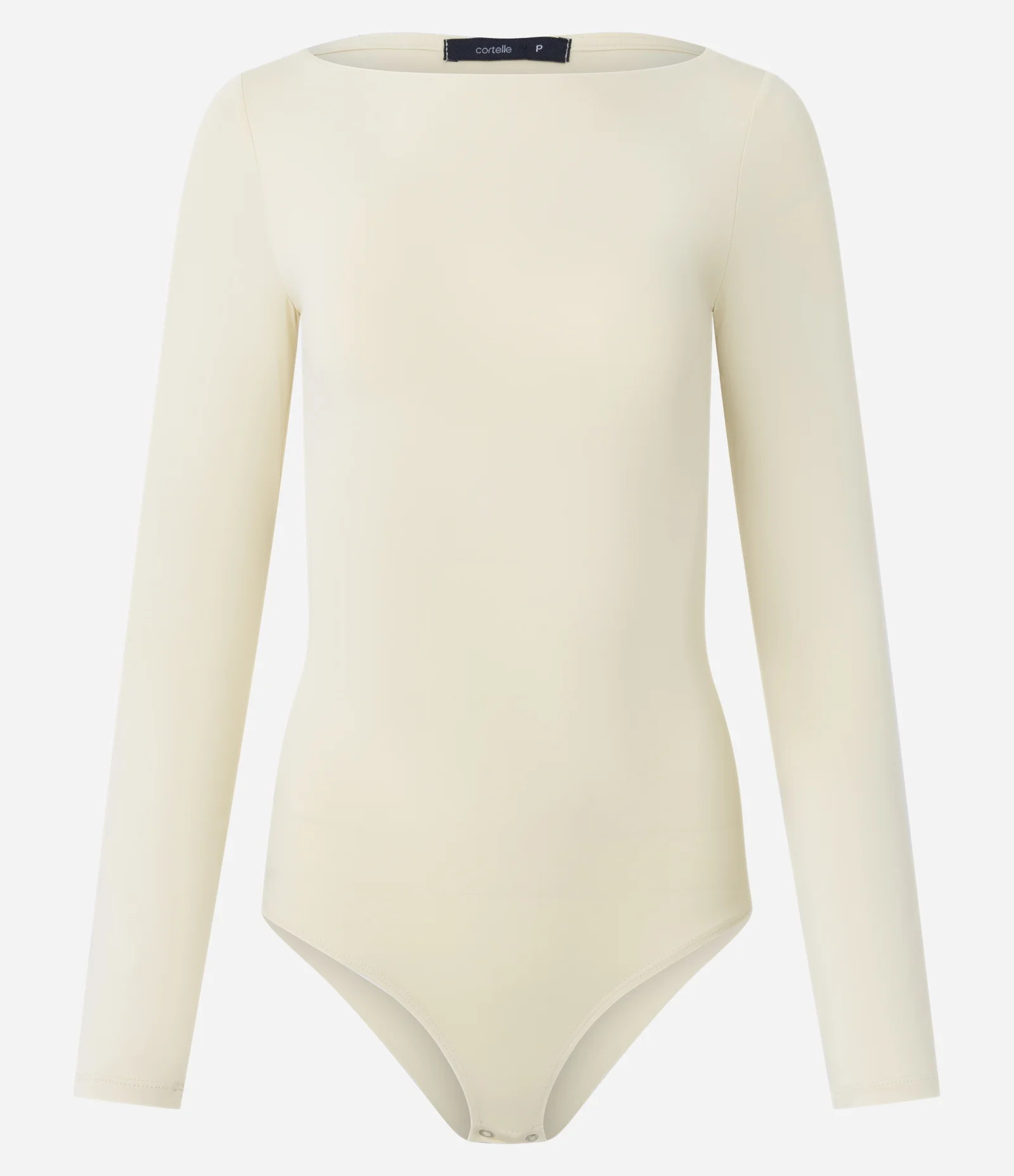 Body Básico em Poliamida com Gola Canoa Bege 1