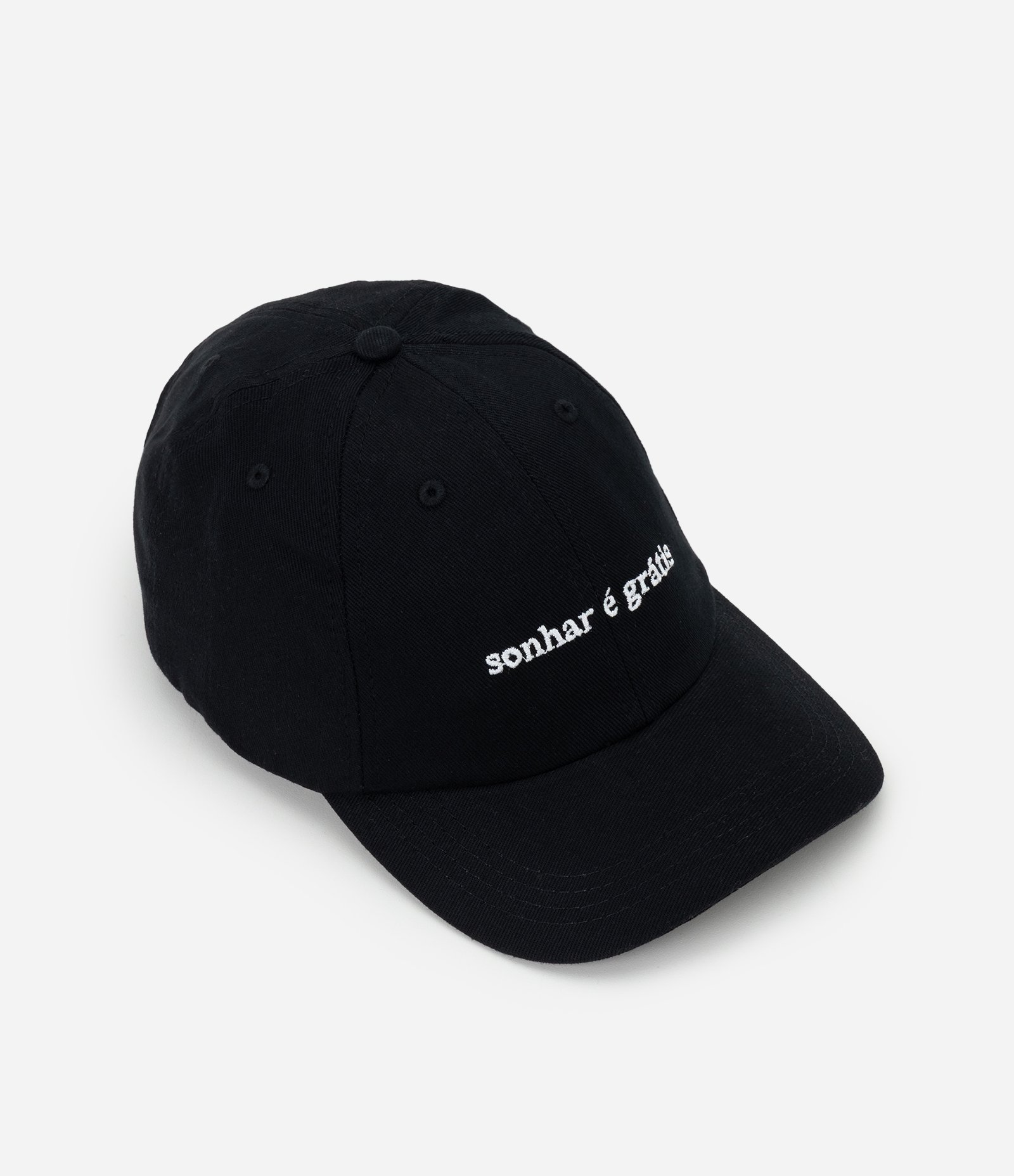 Boné em Algodão com Estampa Bordada Sonhar é Grátis Preto 1