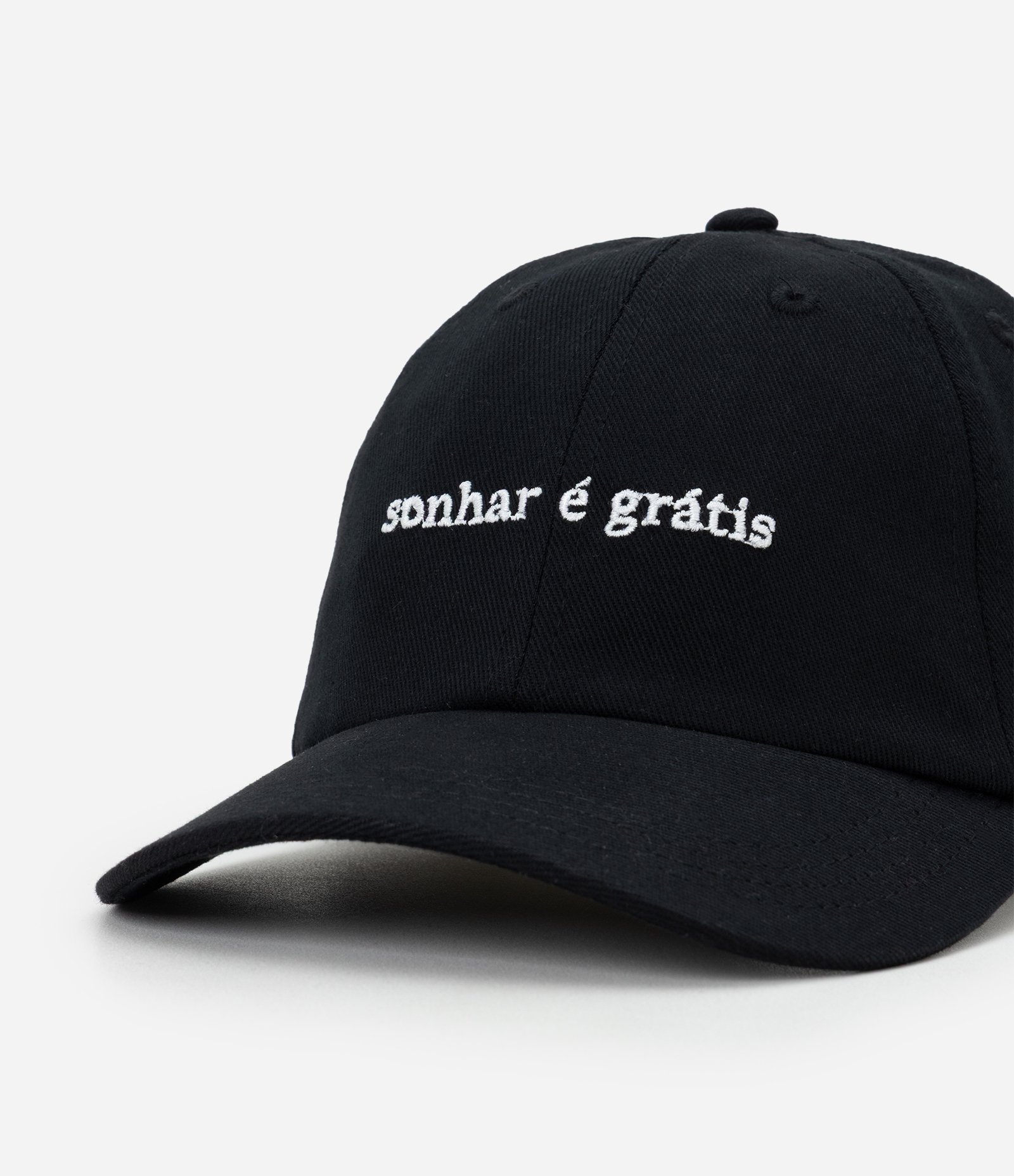Boné em Algodão com Estampa Bordada Sonhar é Grátis Preto 4