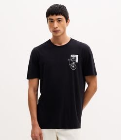 Camiseta Manga Curta em Algodão com Estampa Bicicleta