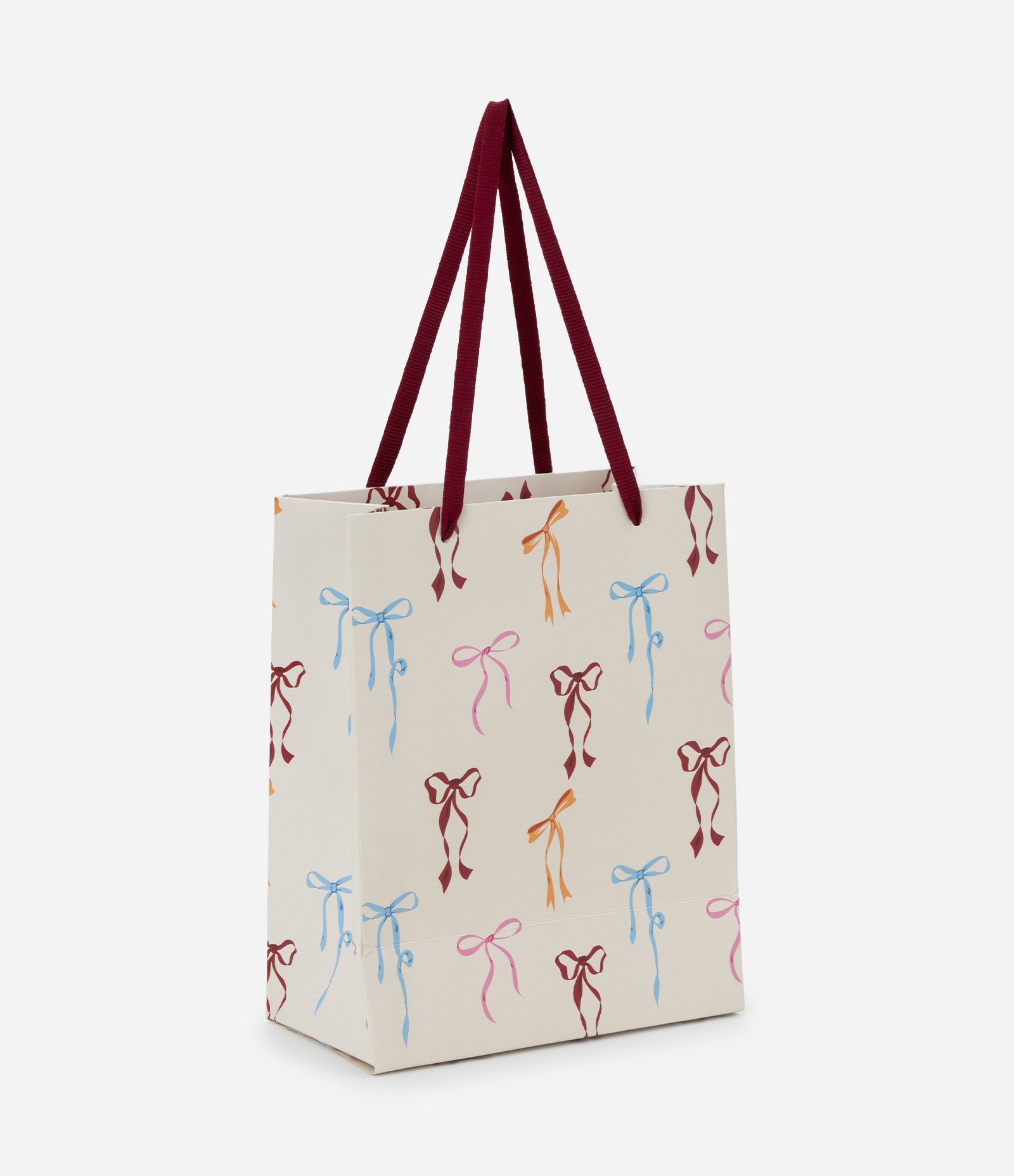 Embalagem de Presente Pequena com Estampa de Lacinhos Bege 1