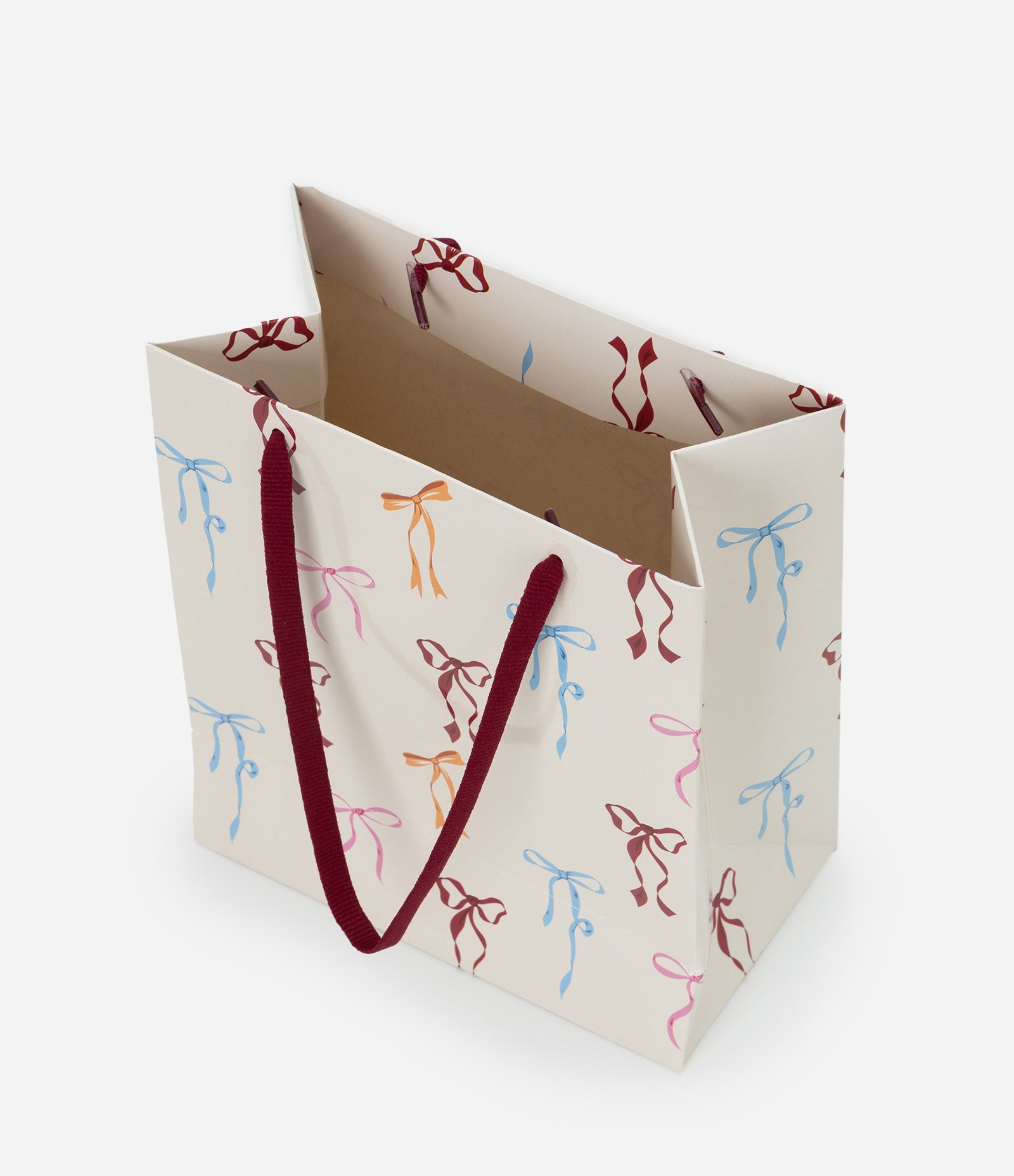 Embalagem de Presente Pequena com Estampa de Lacinhos Bege 2