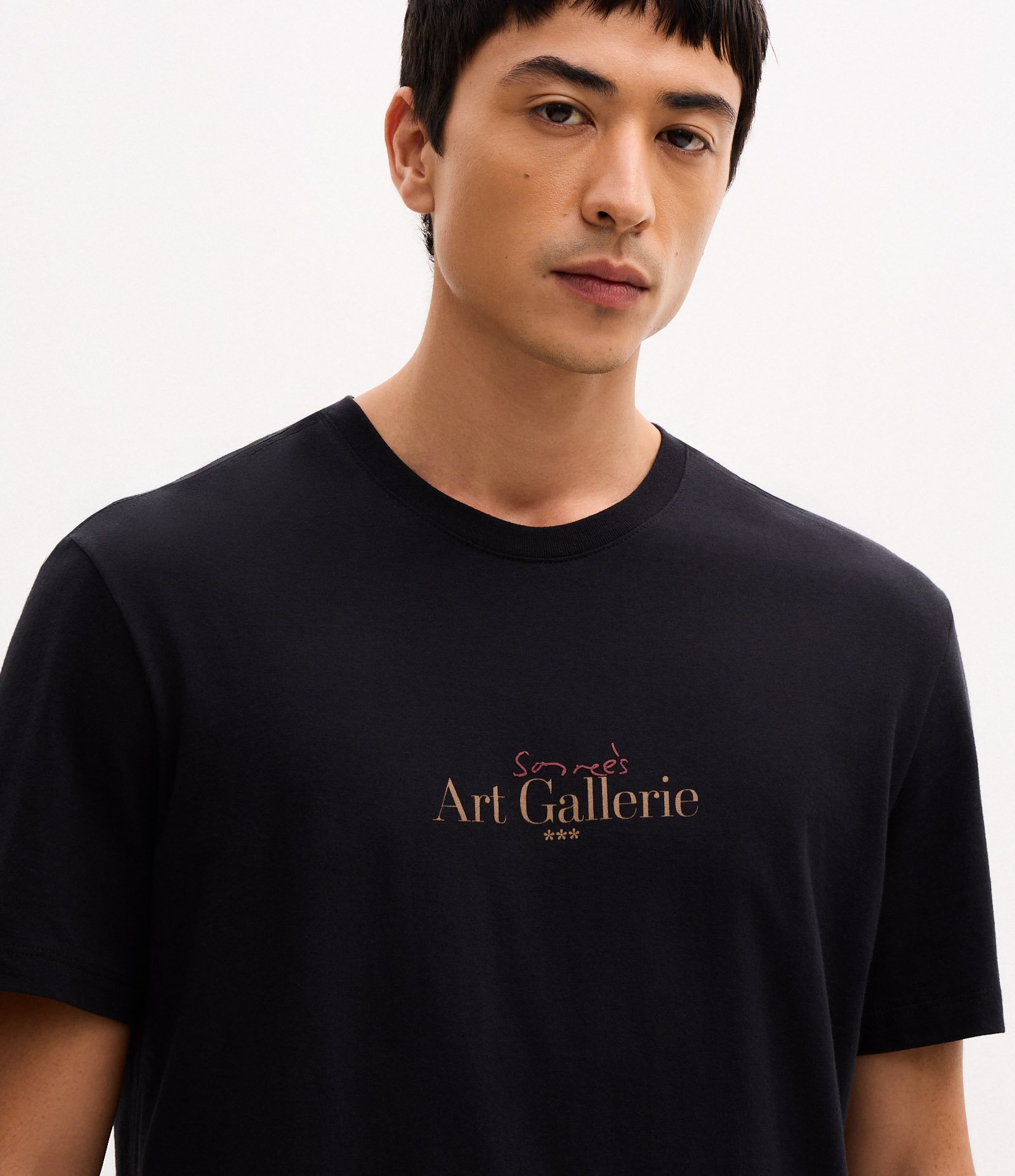 Camiseta Manga Curta em Algodão com Lettering Art Gallerie Preto 3