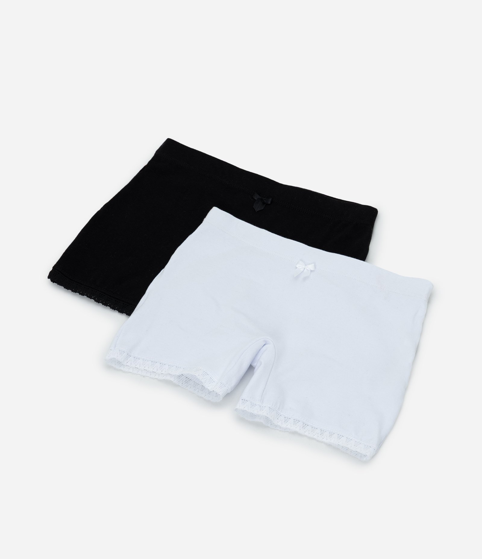 Kit 02 Calcinhas Boxer Infantil com Renda – Tam 2 a 14 Preto/Branco 1