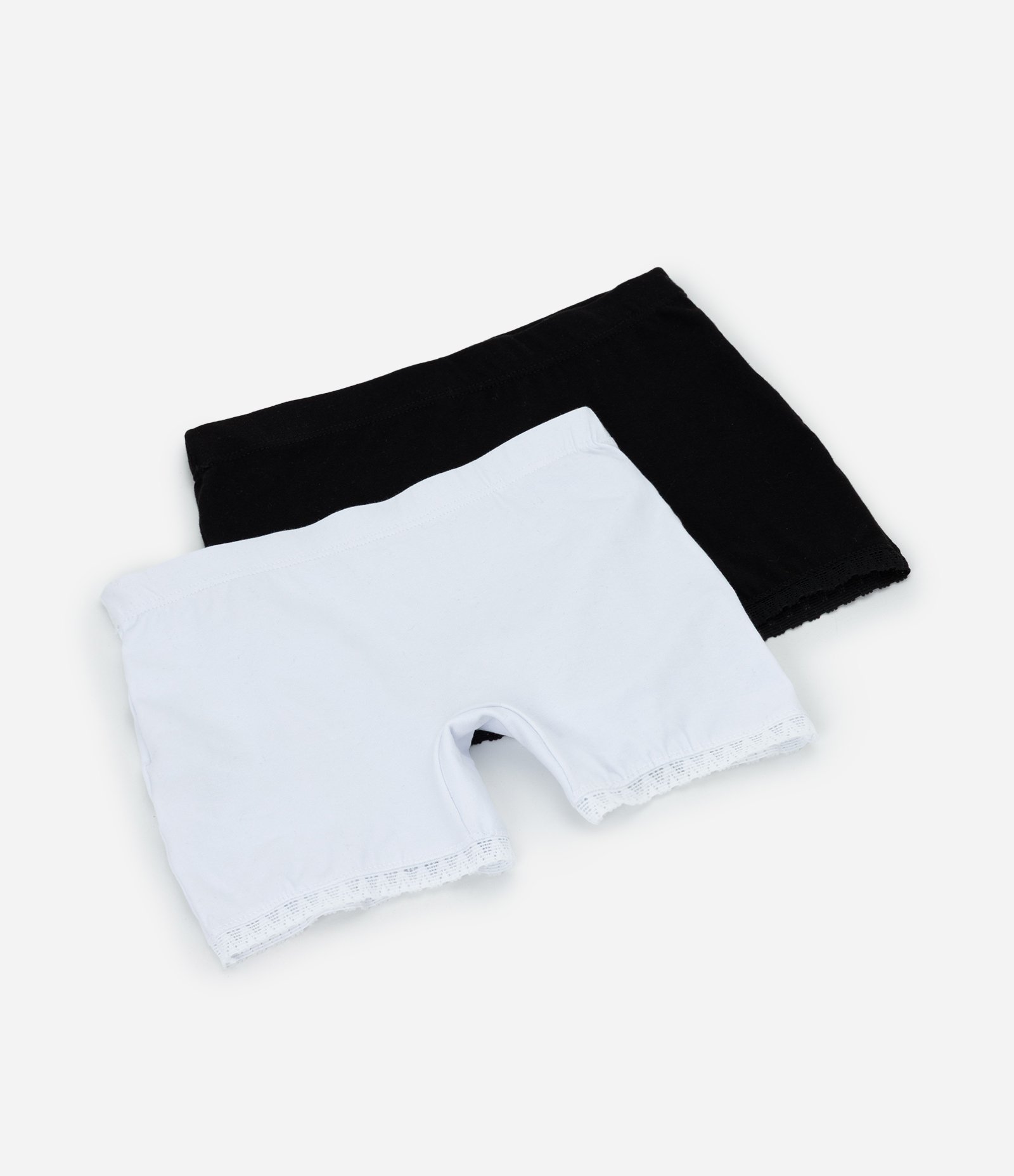 Kit 02 Calcinhas Boxer Infantil com Renda – Tam 2 a 14 Preto/Branco 2