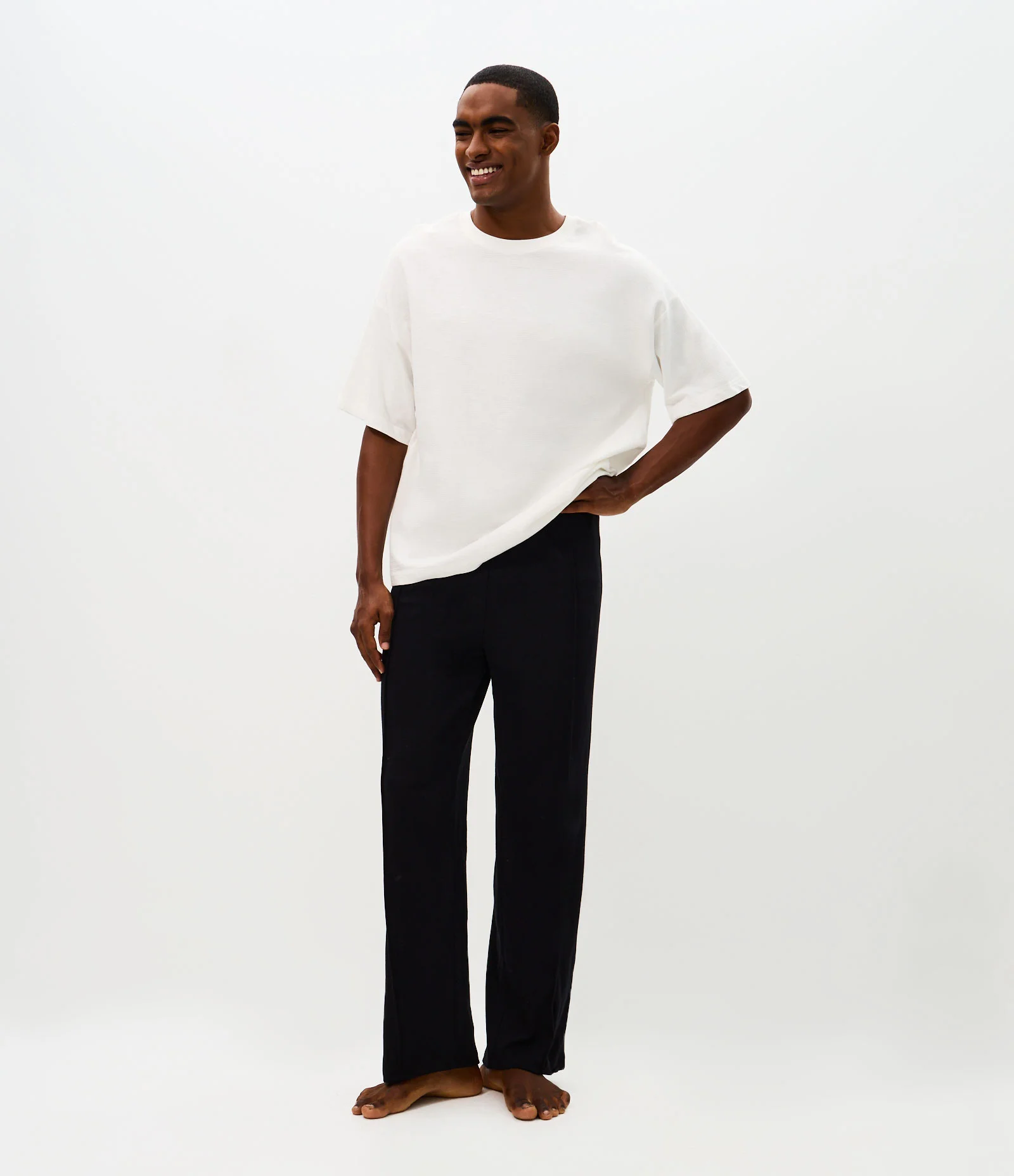 Calça de Pijama Longa Loungewear com Pintuck Preto 1