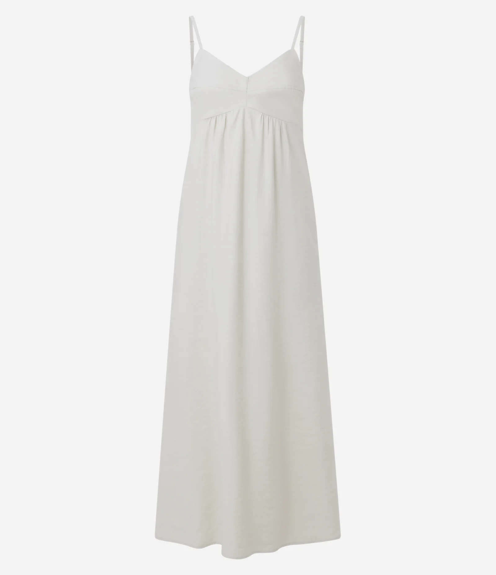 Vestido Midi Evasê em Viscose com Decote Coração Bege 1