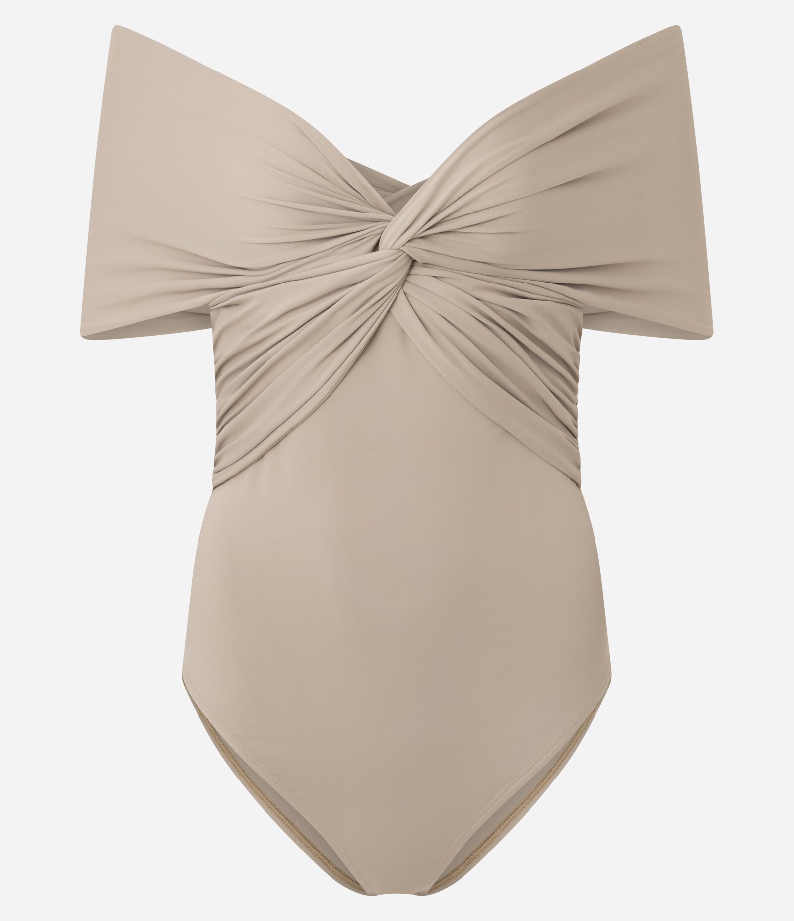 Body Ombro a Ombro com Nó no Busto Bege 1