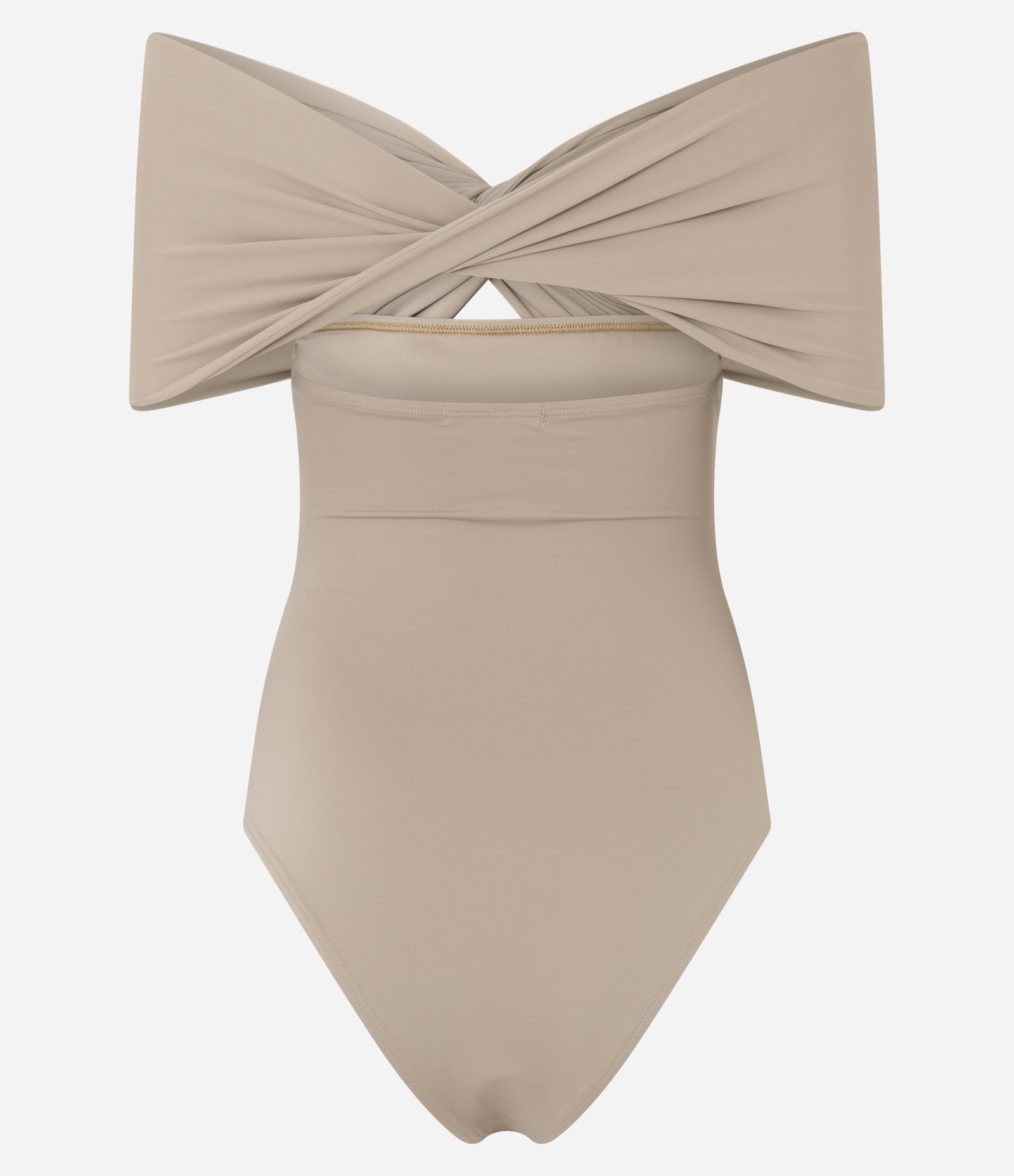 Body Ombro a Ombro com Nó no Busto Bege 3