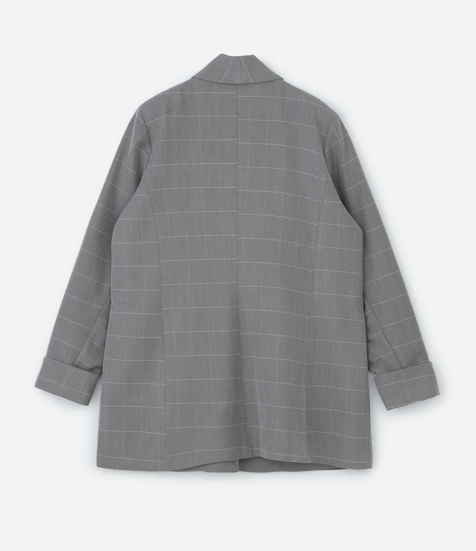 Blazer Alongado Xadrez Alfaiatado Curve & Plus Size Cinza 2