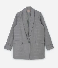 Blazer Alongado Xadrez Alfaiatado Curve & Plus Size