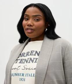 Blazer Alongado Xadrez Alfaiatado Curve & Plus Size
